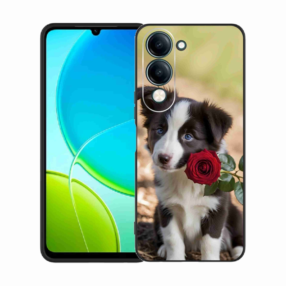 Gél borítás mmCase a Vivo Y29S 5G készülékhez - aranyos border collie rózsával