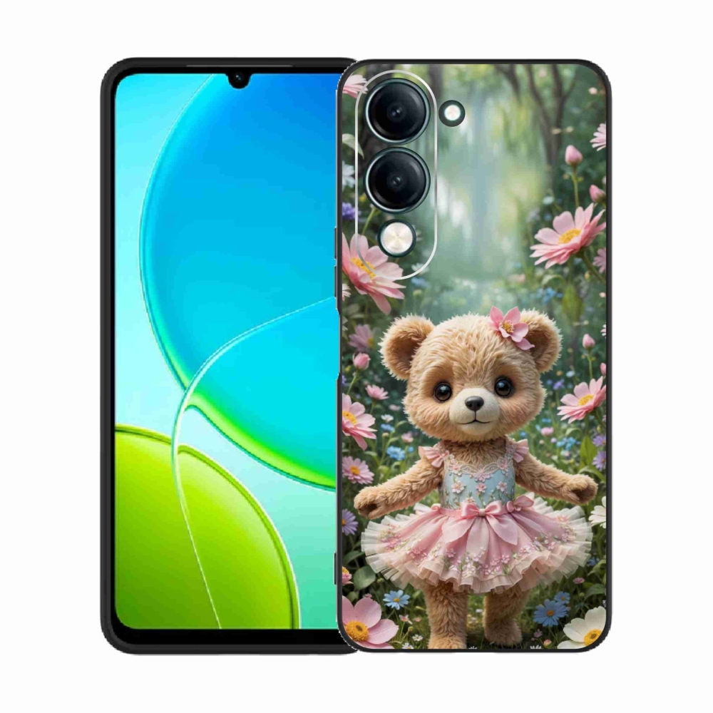 Gél borító mmCase a Vivo Y29S 5G-hez - aranyos mackó virágokkal