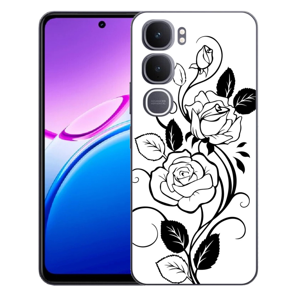 mmCase géltok a Vivo Y31 5G-hez – fekete-fehér rózsa