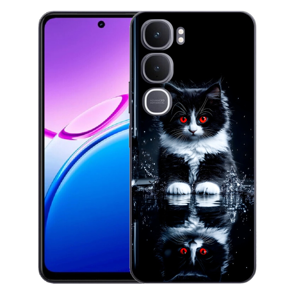 mmCase gél tok a Vivo Y31 5G-hez – fekete-fehér cica