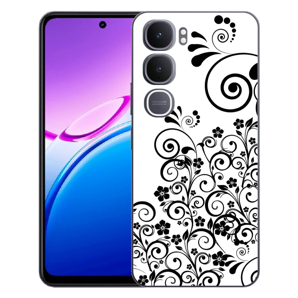 mmCase gél tok a Vivo Y31 5G-hez – fekete-fehér virágminták