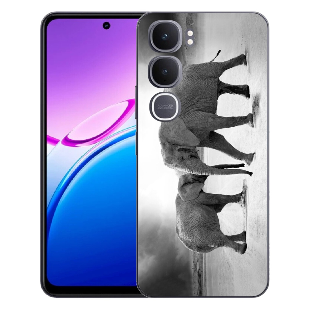 mmCase géltok a Vivo Y31 5G-hez – fekete-fehér elefántok