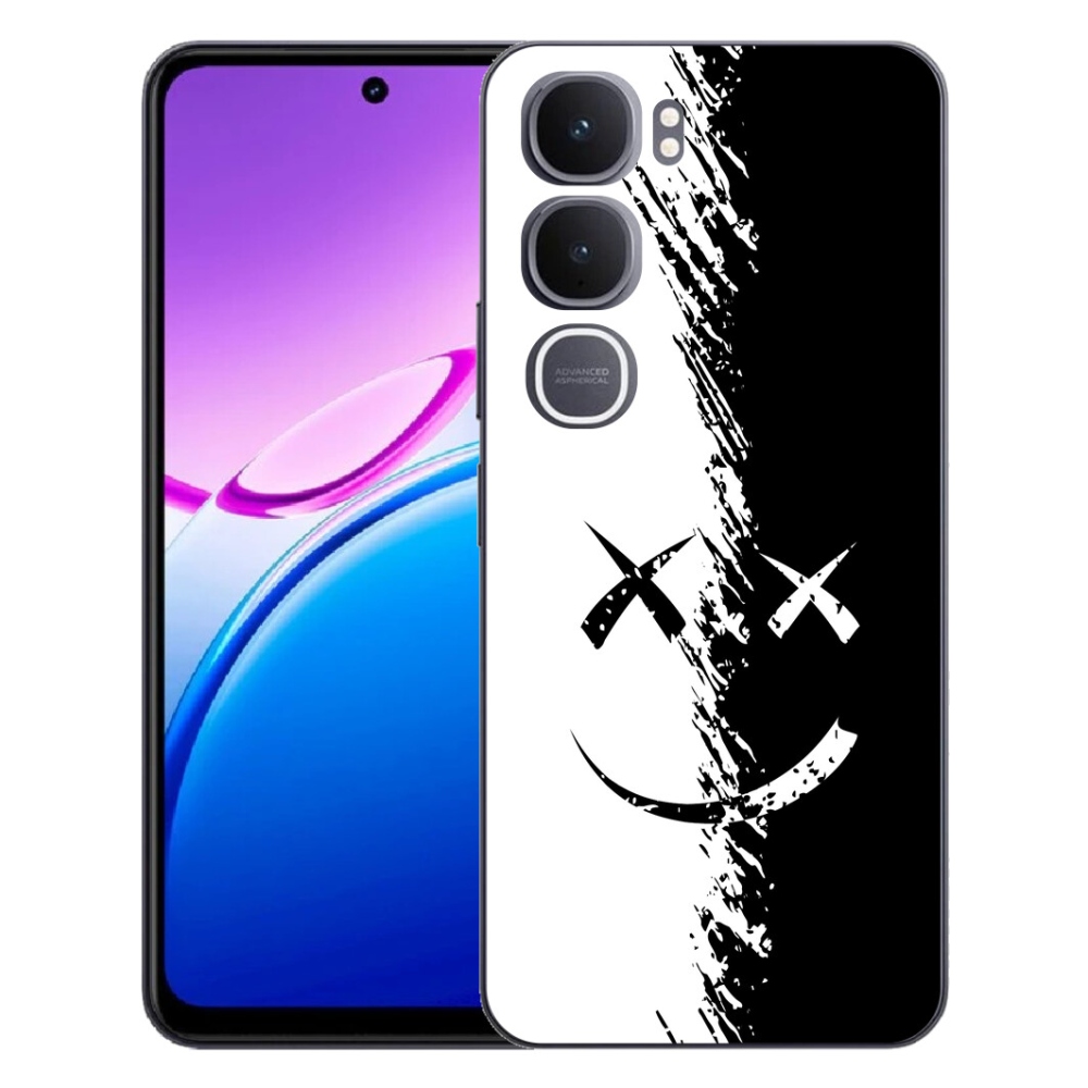 mmCase gél tok a Vivo Y31 5G-hez – fekete-fehér mosolygós arc