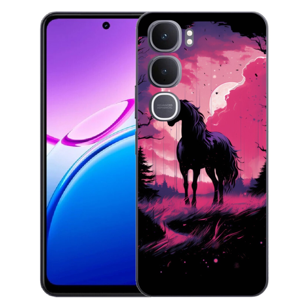 mmCase gél tok a Vivo Y31 5G-hez – fekete rajzolt ló 1