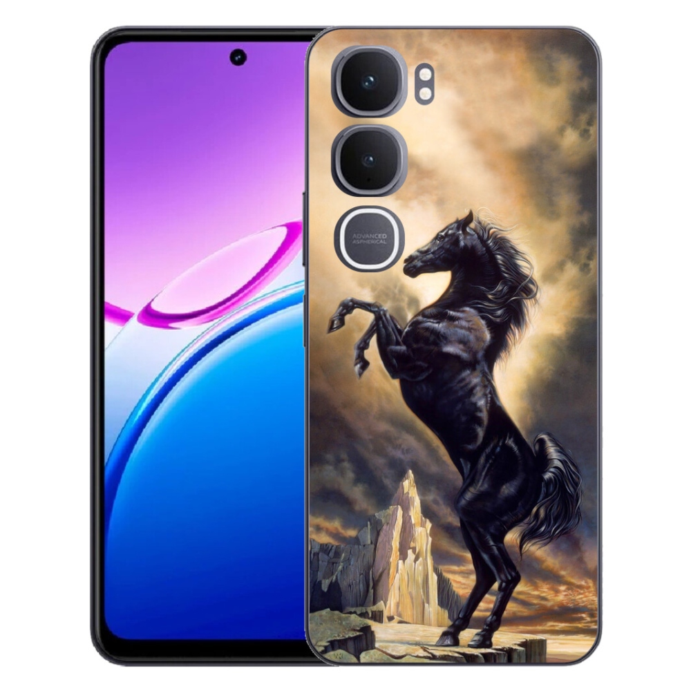 mmCase géltok a Vivo Y31 5G-hez – fekete, rajzolt ló