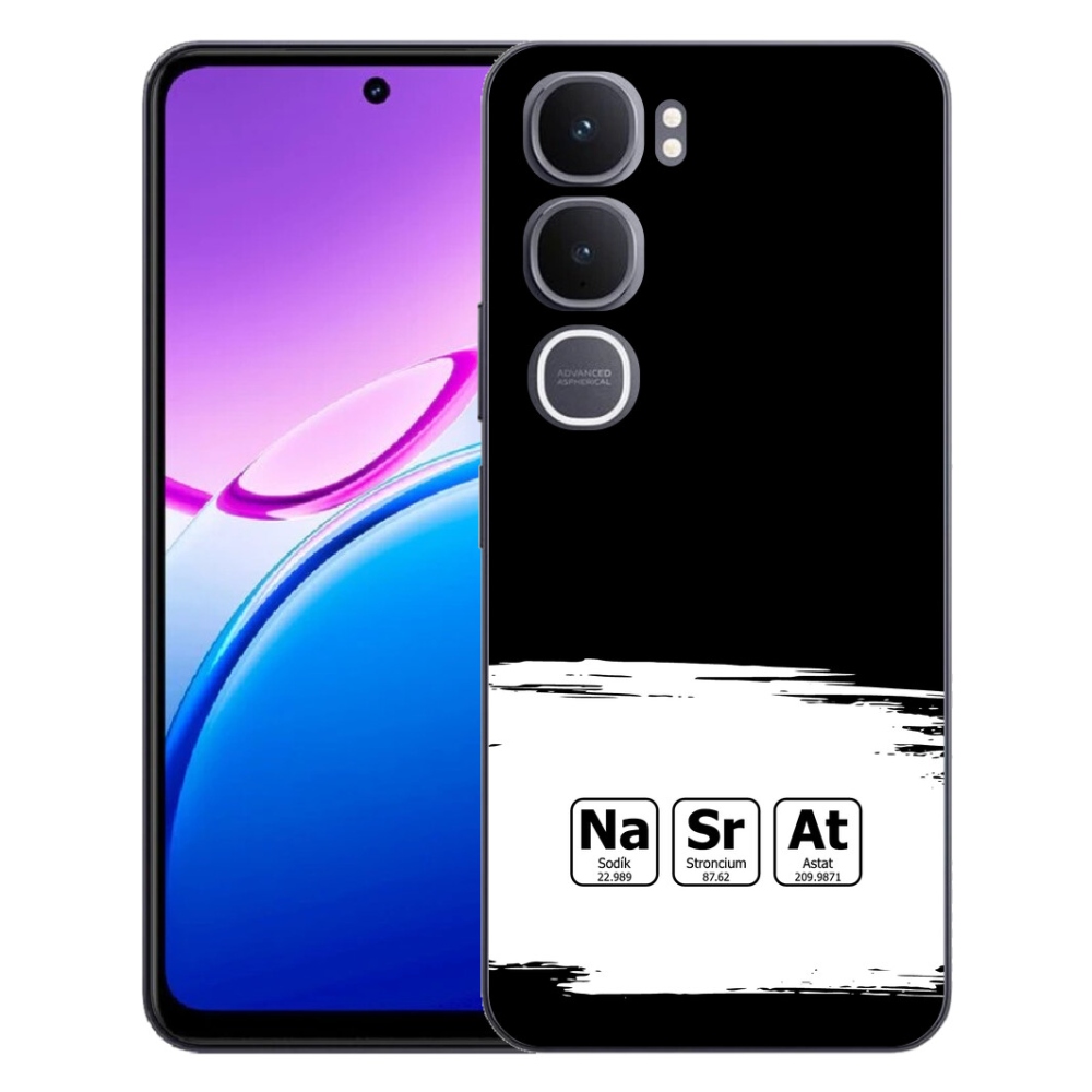 mmCase gélhuzat a Vivo Y31 5G-hez – kémiai elemek fehér-fekete háttérrel
