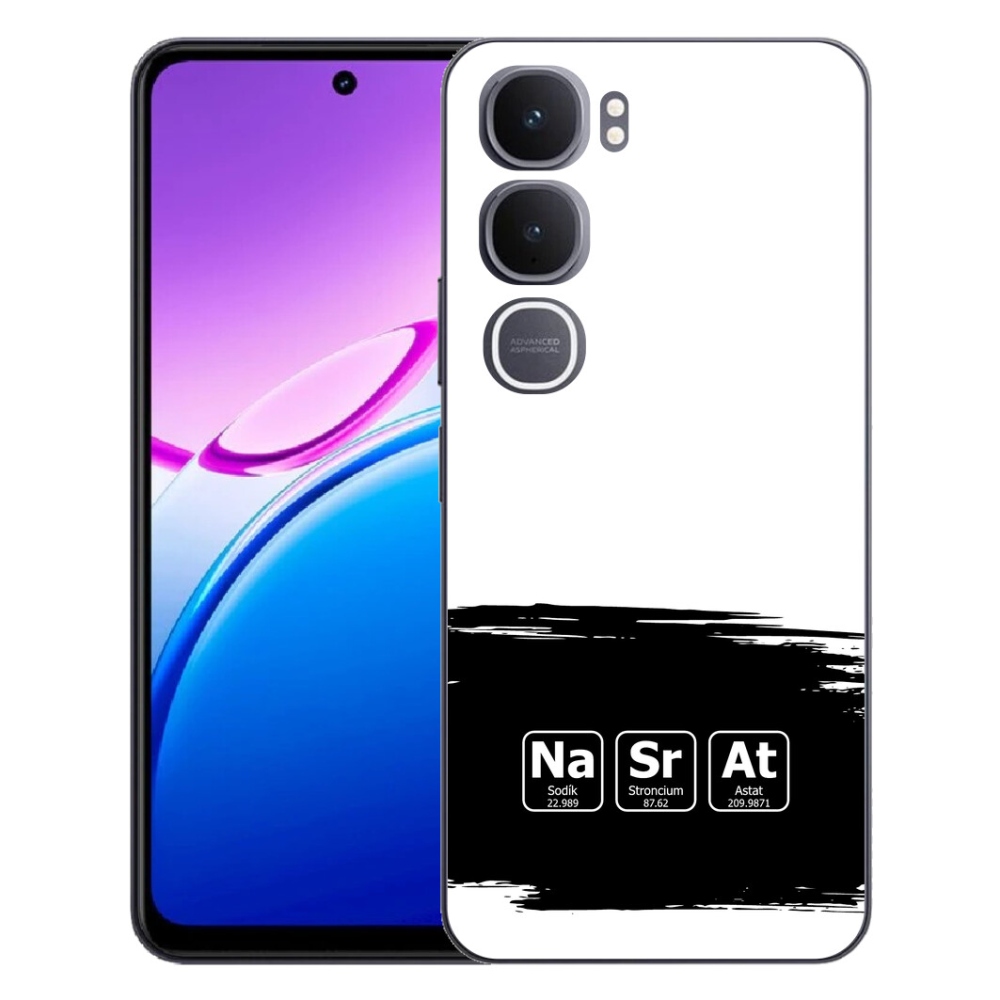 mmCase géltok a Vivo Y31 5G-hez – kémiai elemek fekete-fehér háttérrel