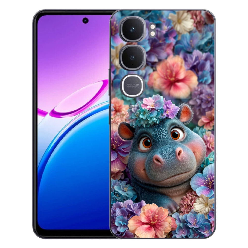 mmCase géltok a Vivo Y31 5G-hez – virágok között úszó kis víziló