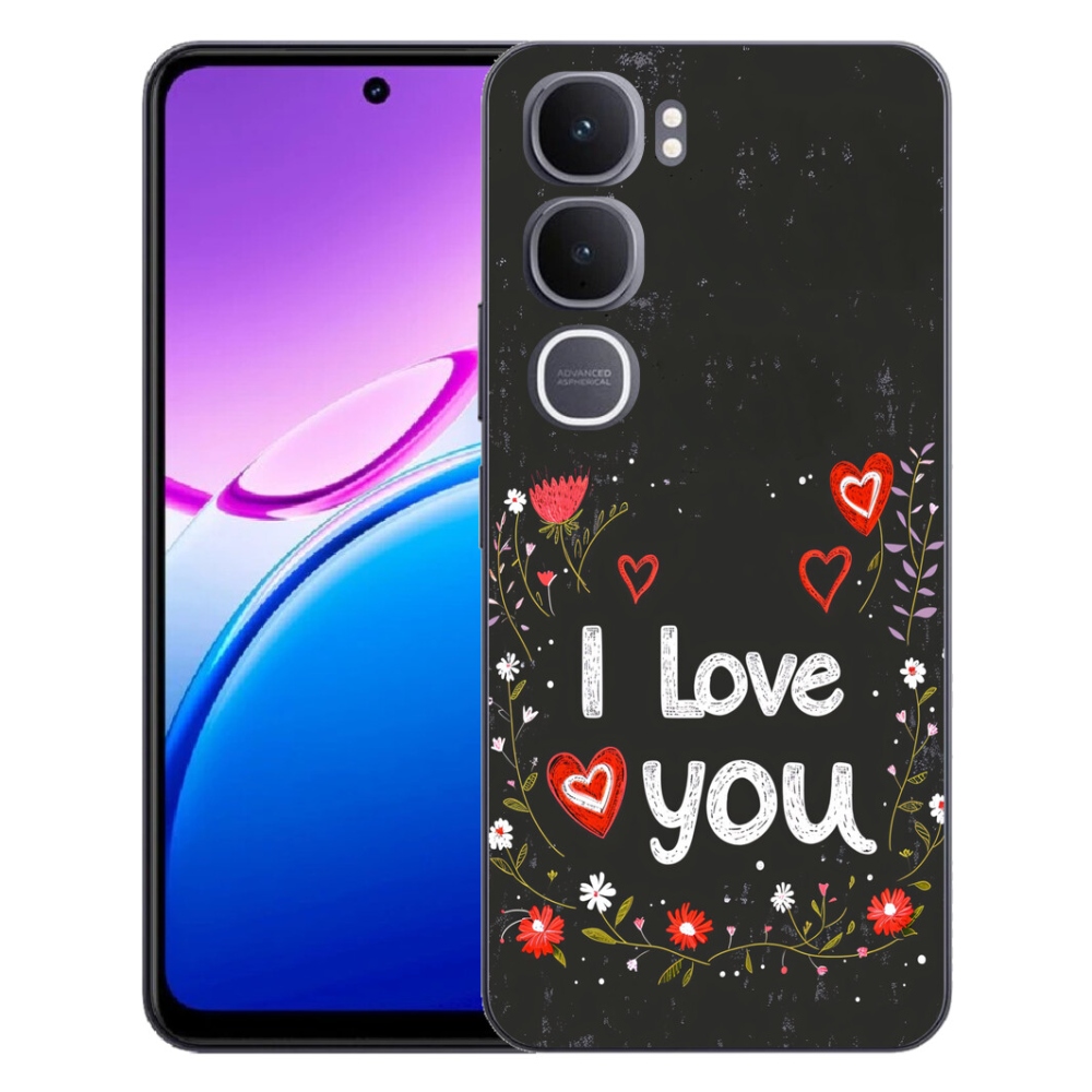mmCase géltok a Vivo Y31 5G-hez – „I love you” fekete háttérrel