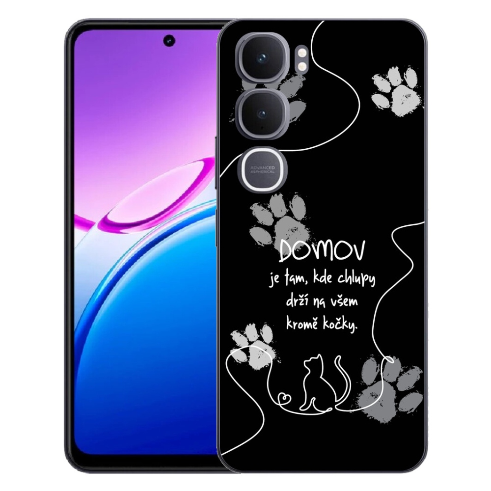 mmCase géltok a Vivo Y31 5G-hez – macskás motívum, fekete háttér