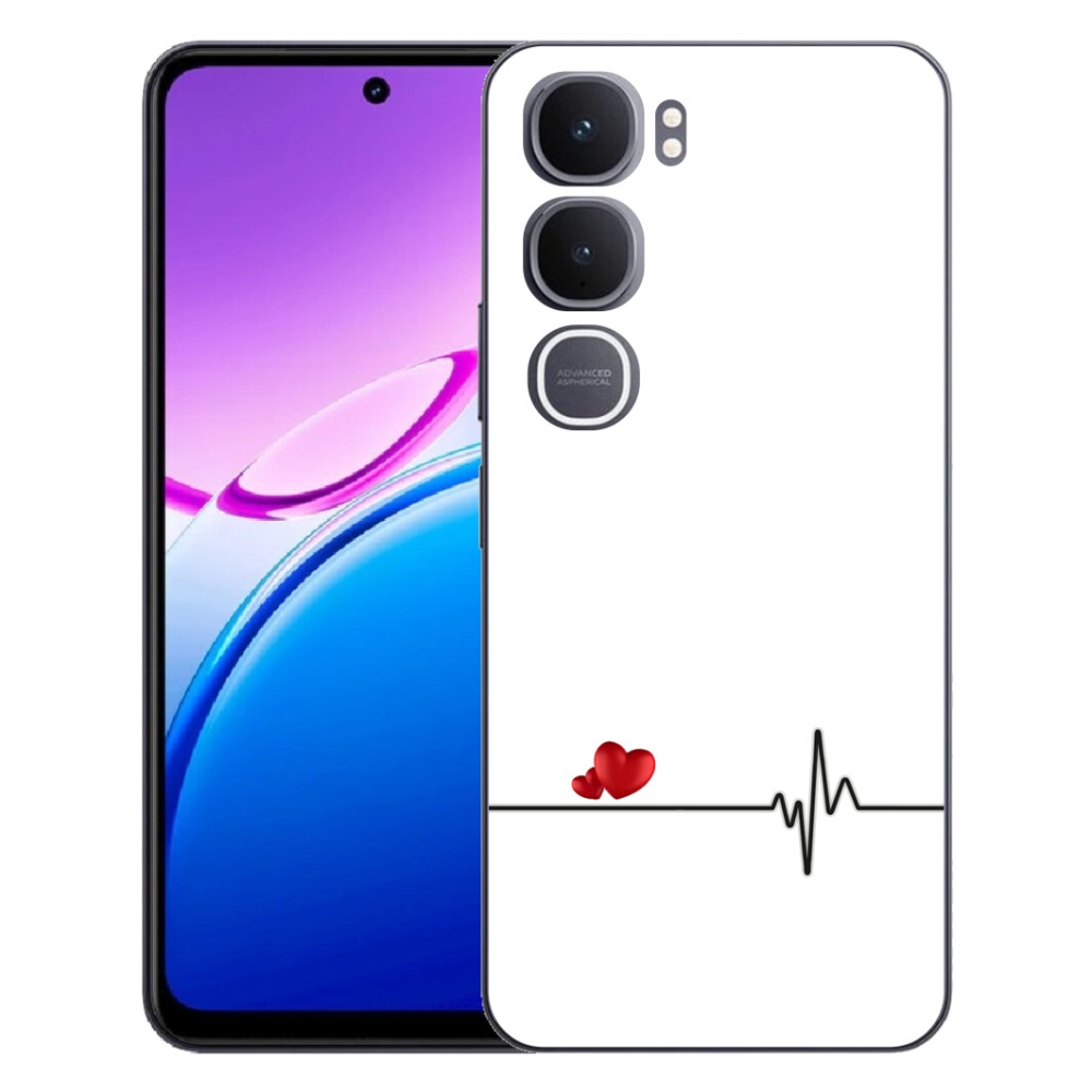 mmCase gélhuzat a Vivo Y31 5G-hez – szív és pulzus fehér háttérrel