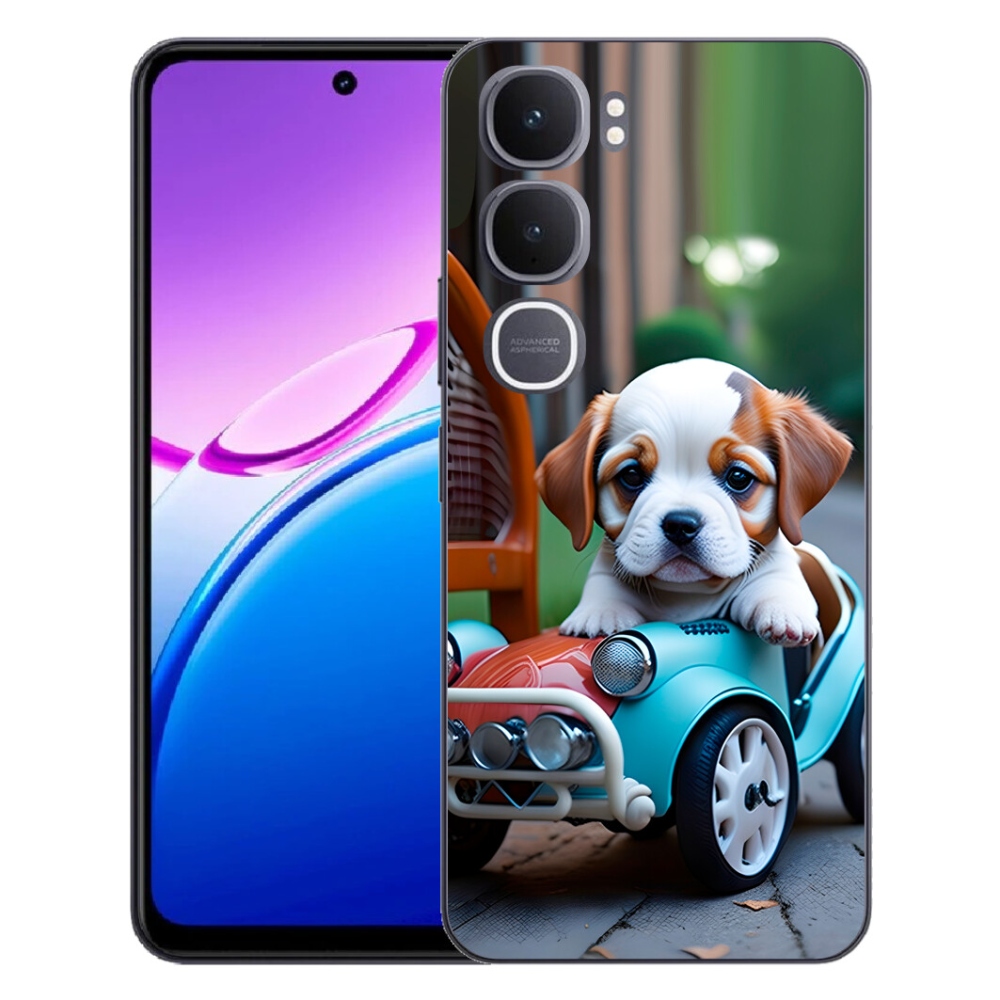 mmCase géltok a Vivo Y31 5G-hez – kiskutya retro autóban