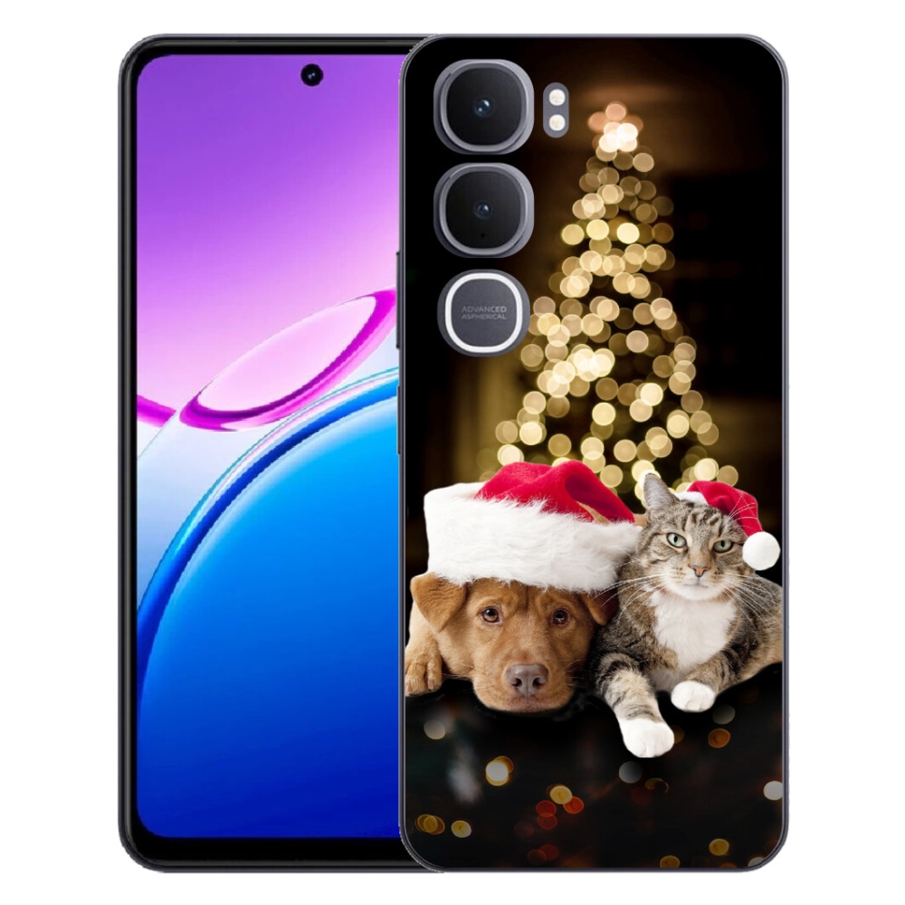 mmCase gél tok a Vivo Y31 5G-hez – karácsonyi kutya és macska