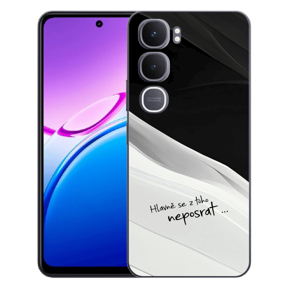 mmCase géltok a Vivo Y31 5G-hez – vicces felirat, 13 fekete-fehér háttér