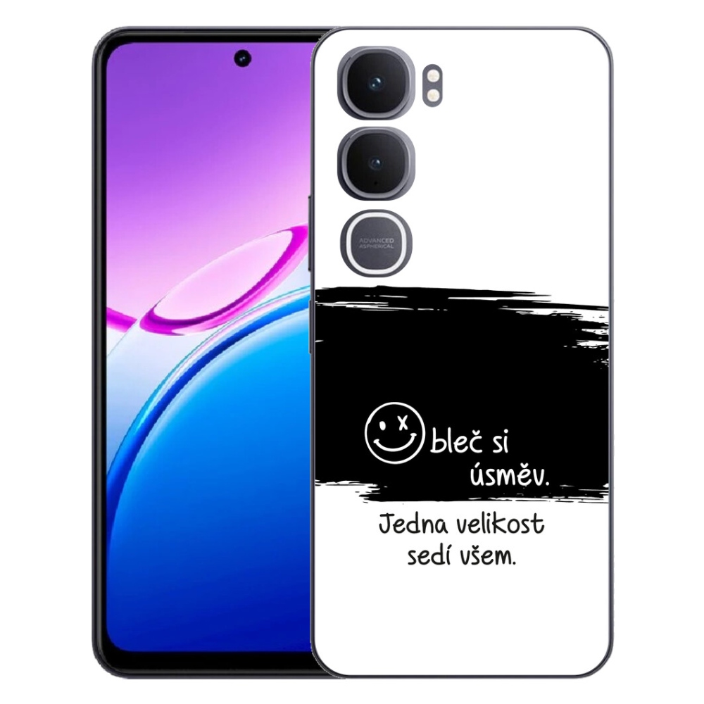 mmCase géltok a Vivo Y31 5G-hez – vicces szöveg, 8 fekete-fehér háttér