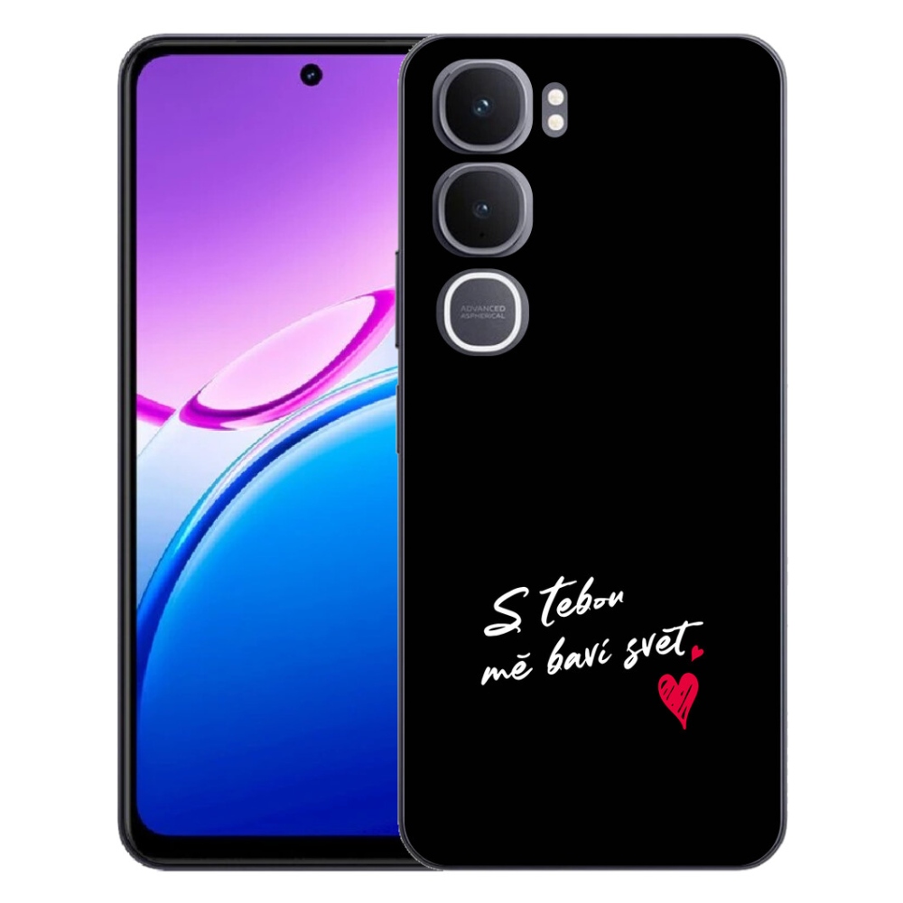 mmCase gél tok a Vivo Y31 5G-hez – „Szerelmes szöveg 1” fekete háttérrel