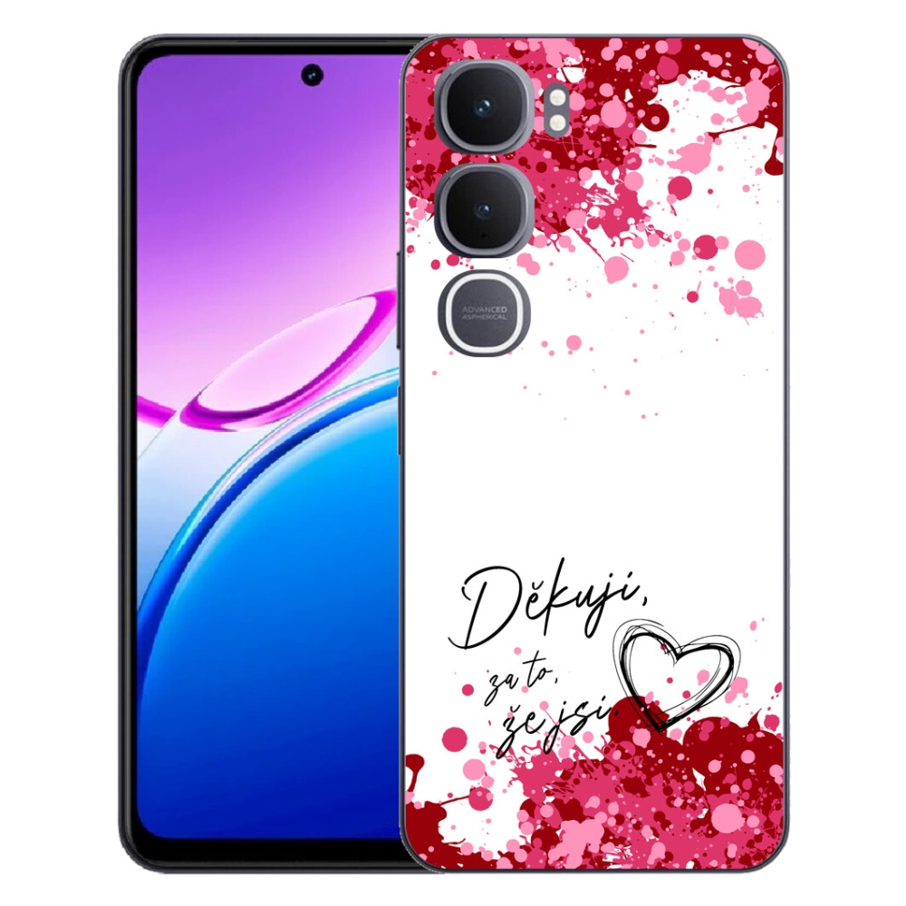 mmCase géltok a Vivo Y31 5G-hez – „Szerelmes” felirat, 2 fehér háttérrel