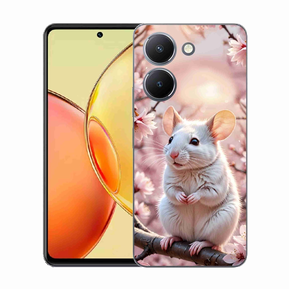 Zselés borítás mmCase a Vivo Y36-hoz - fehér egér az ágon