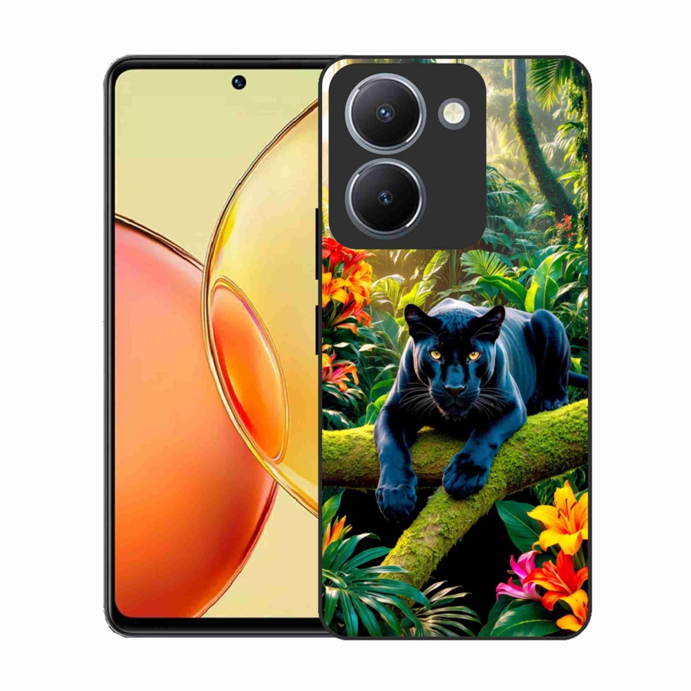 Gél borítás mmCase a Vivo Y36-hoz - fekete párduc a dzsungelben