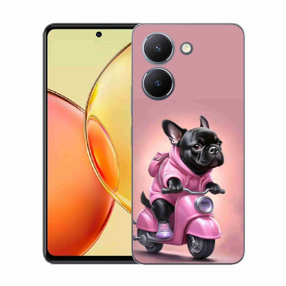 Gél borítás mmCase a Vivo Y36-hoz - Francia bulldog a robogón
