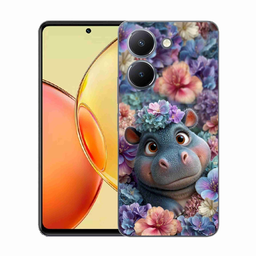 Zselés borítás mmCase a Vivo Y36-hoz - víziló virágokban