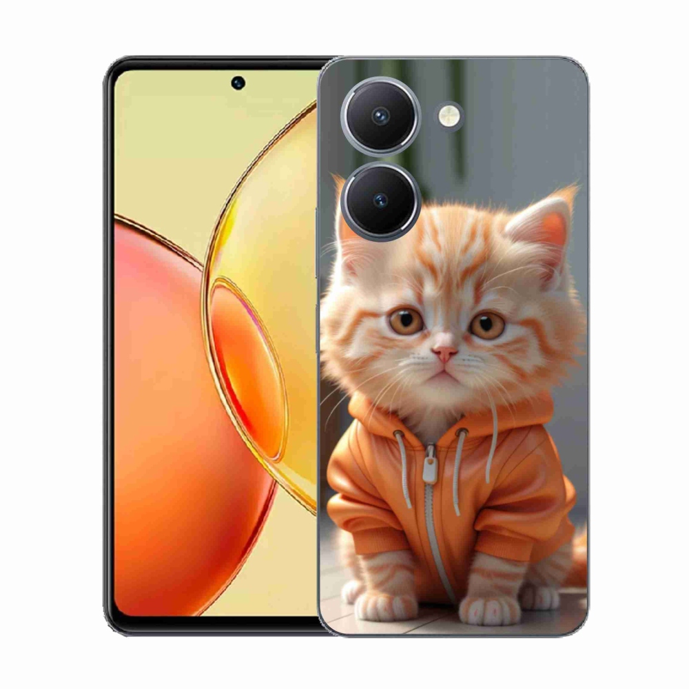 Gél borítás mmCase a Vivo Y36-hoz - cica kapucnis pulóverben