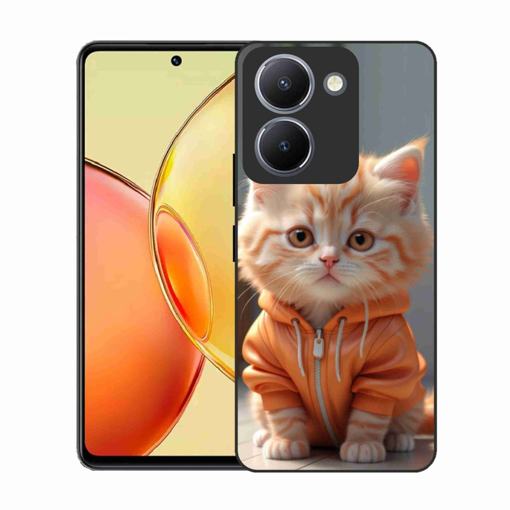 Gél borítás mmCase a Vivo Y36-hoz - cica kapucnis pulóverben
