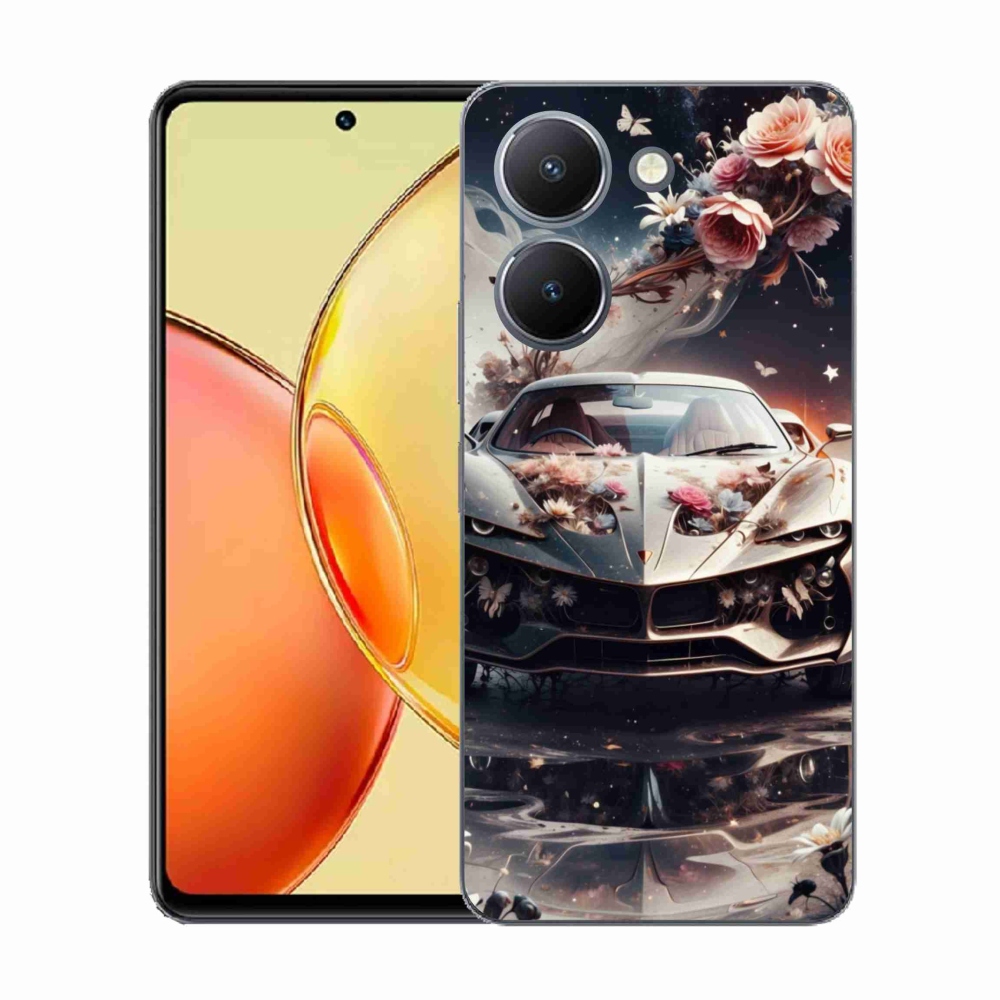 Gél borítás mmCase a Vivo Y36-hoz - virágos sportkocsihoz