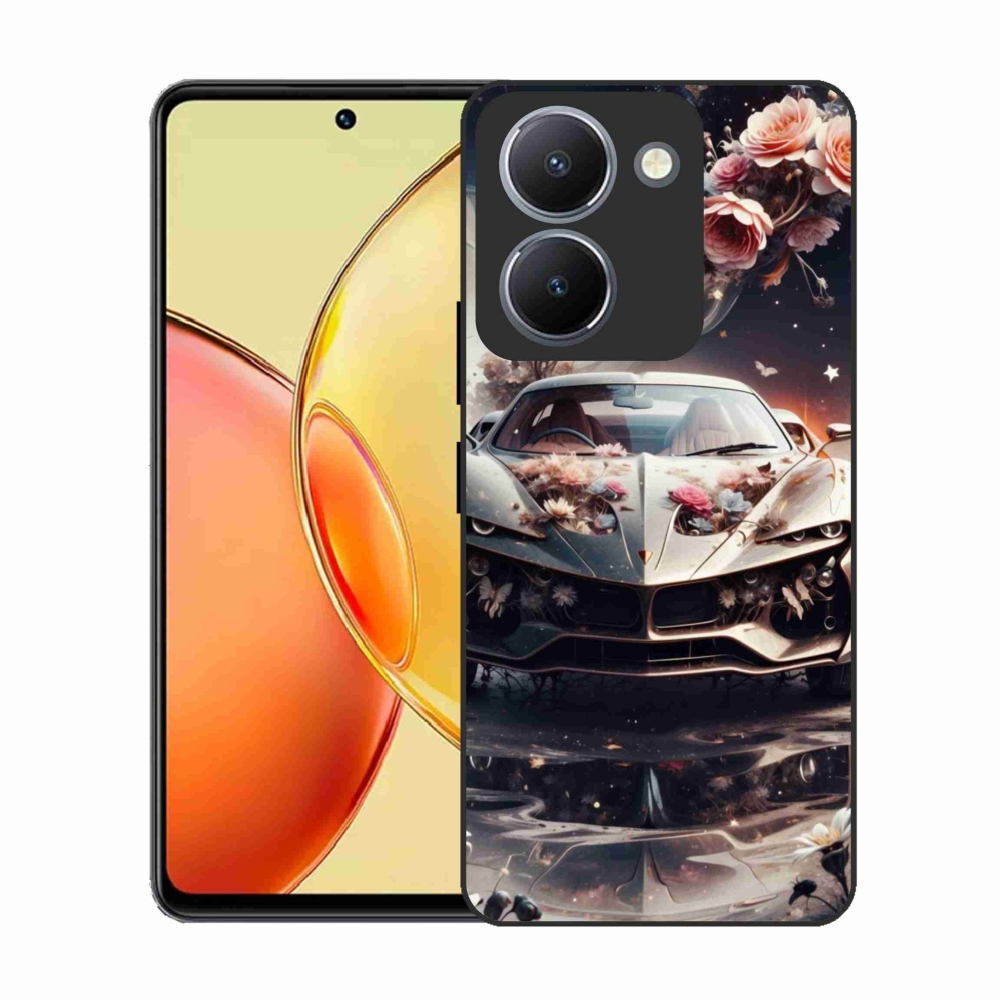 Gél borítás mmCase a Vivo Y36-hoz - virágos sportkocsihoz