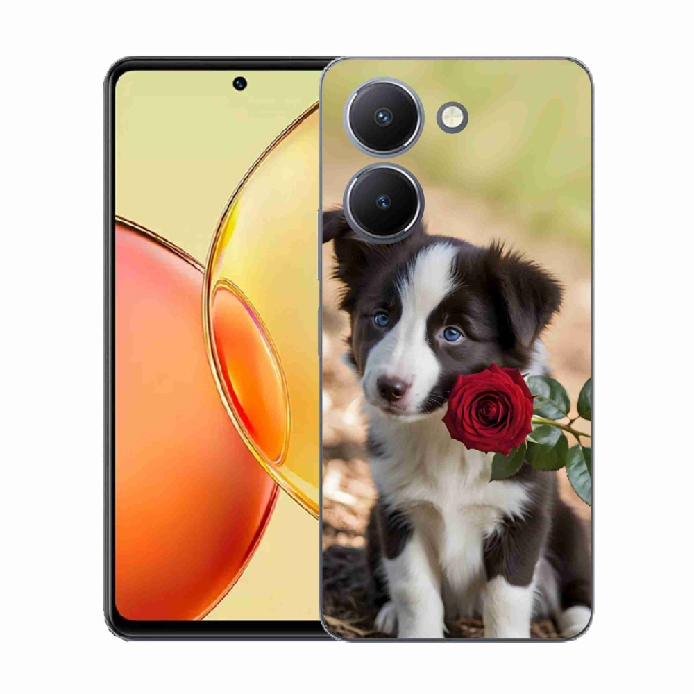 Gél borítás mmCase a Vivo Y36-hoz - aranyos border collie rózsával