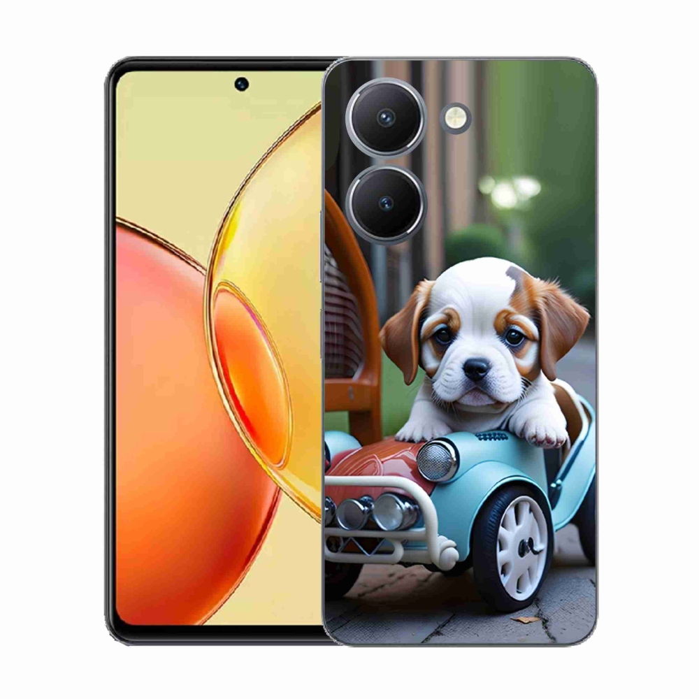 Gél borító mmCase a Vivo Y36-hoz - kiskutya retro autóban