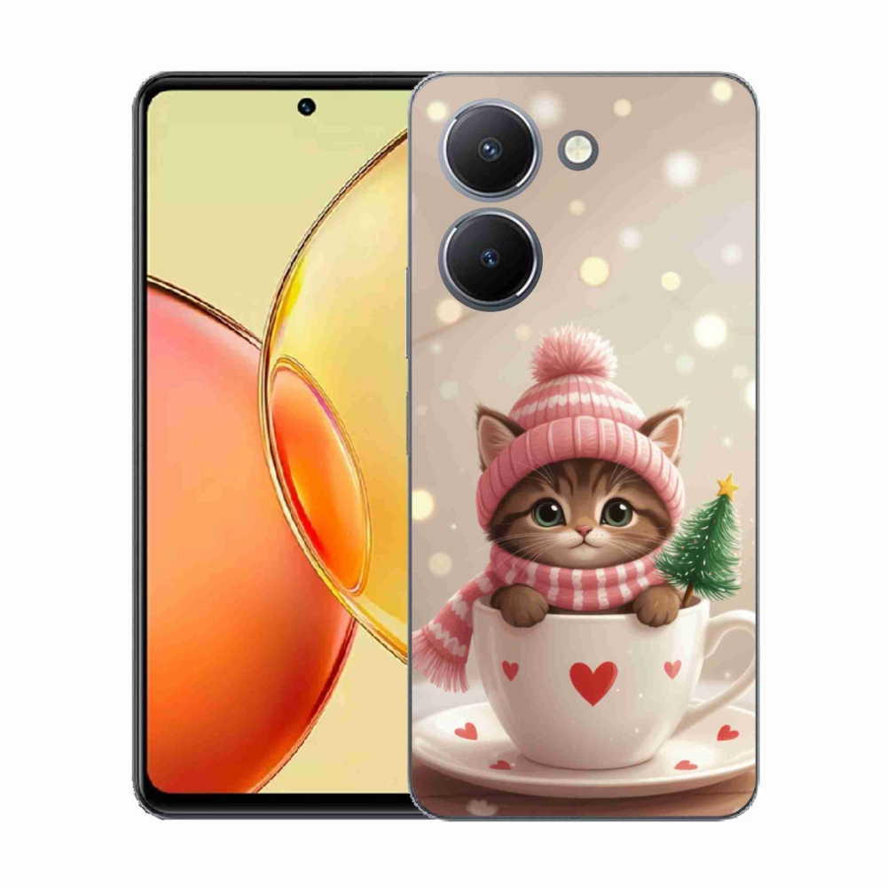 Gél borítás mmCase a Vivo Y36-hoz - Karácsonyi cica a csészében