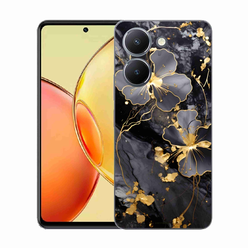 Zselés borítás mmCase a Vivo Y36-hoz - arany virágok