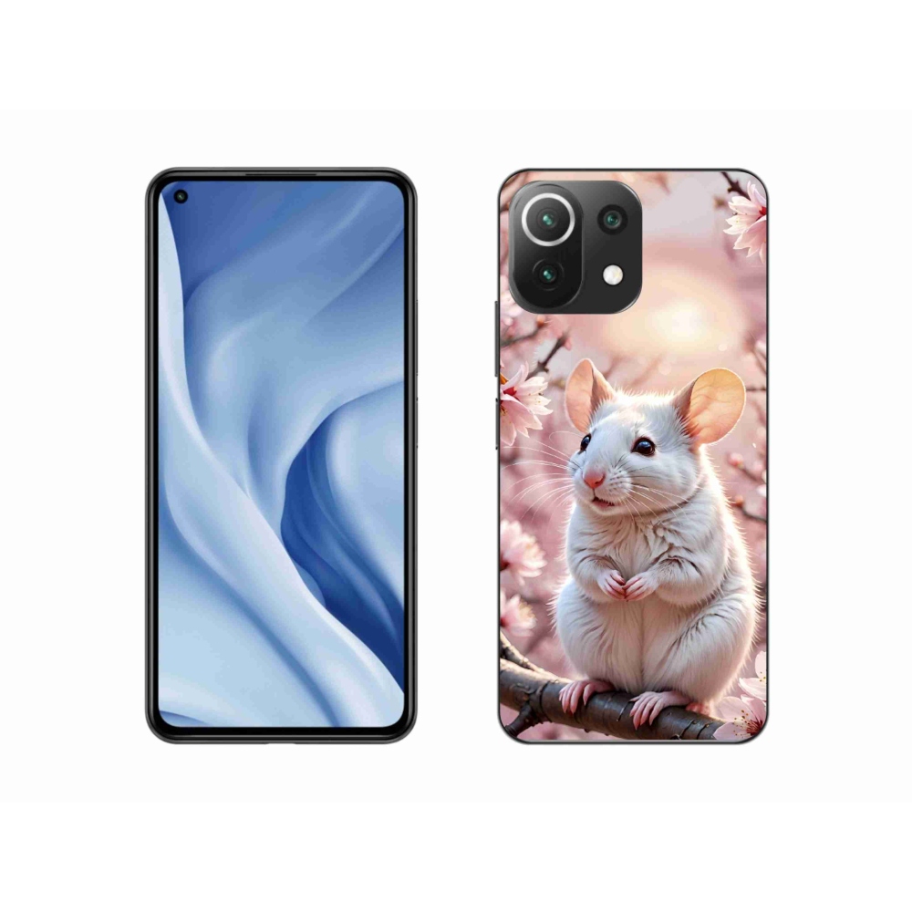 Gél borító mmCase a Xiaomi 11 Lite 5G NE számára - fehér egér az ágon