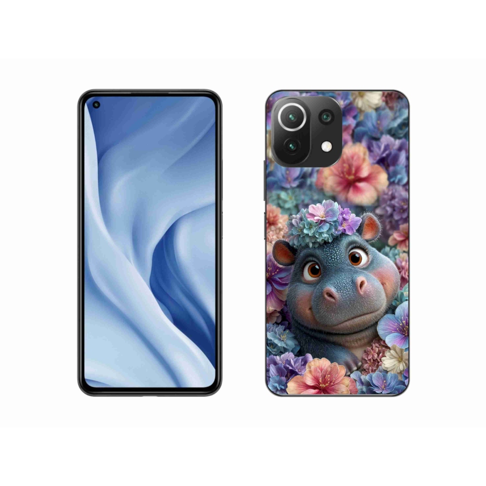 Gél borító mmCase a Xiaomi 11 Lite 5G NE számára - víziló virágokban