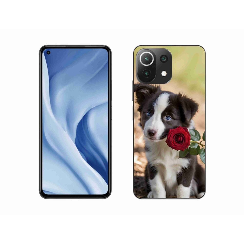 Gél borító mmCase a Xiaomi 11 Lite 5G NE számára - aranyos border collie rózsával