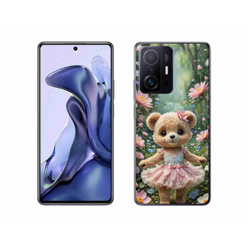 Gél borítás mmCase a Xiaomi 11T Pro számára - aranyos mackó virágokkal