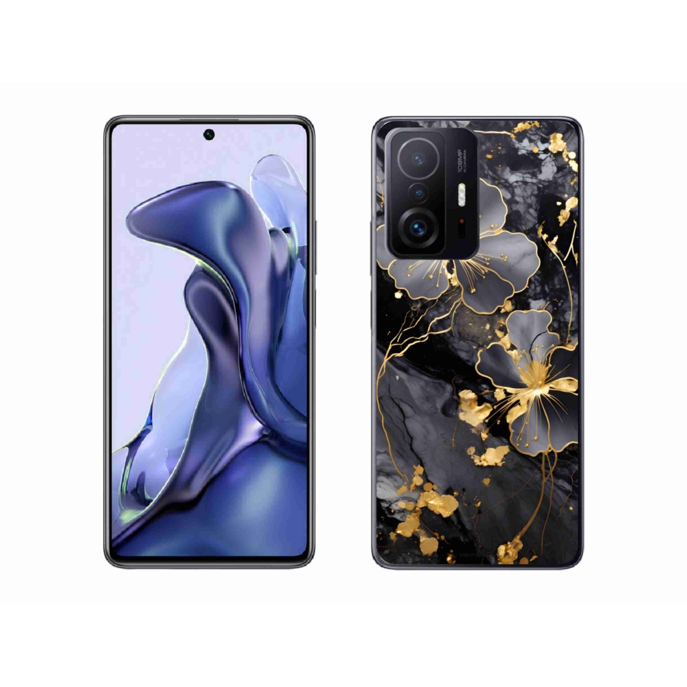 Gél borítás mmCase a Xiaomi 11T Pro számára - arany virágok