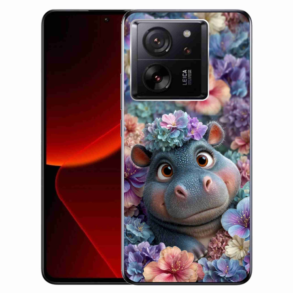 Gél borítás mmCase a Xiaomi 13T/13T Pro számára - víziló virágokban