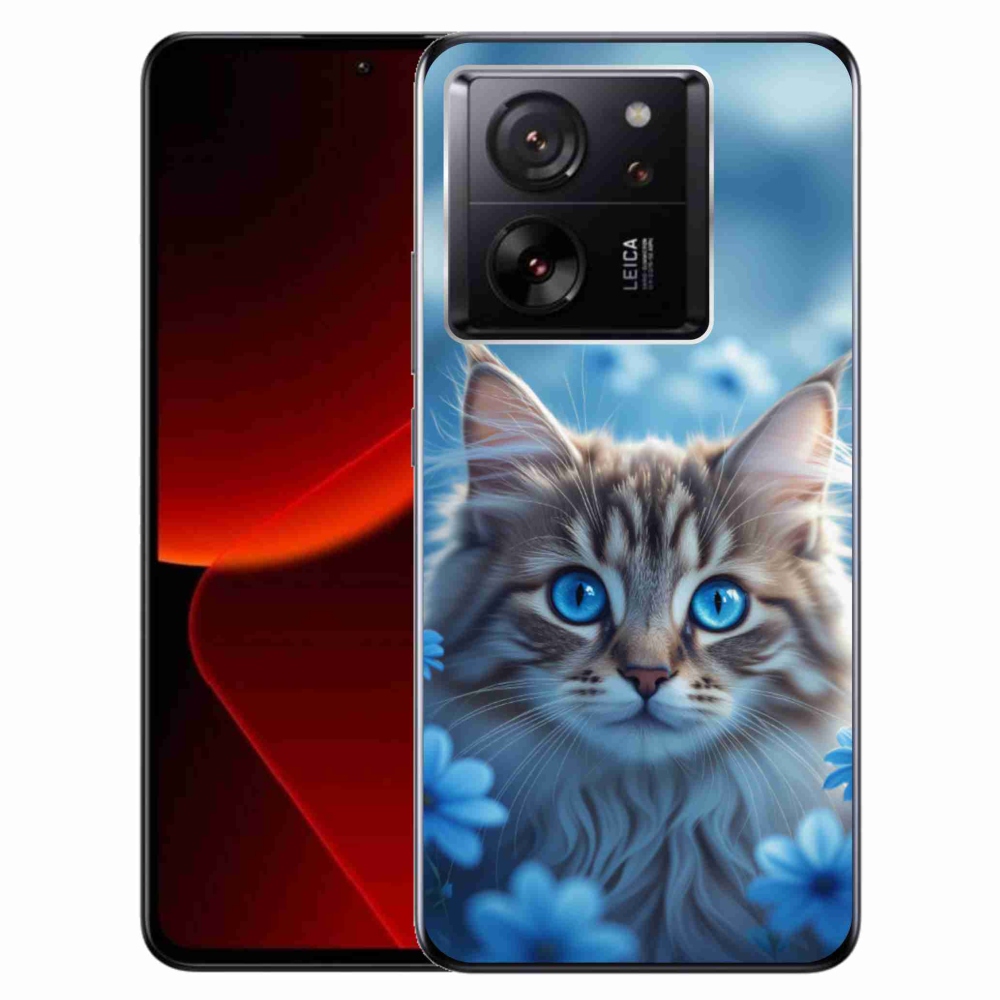 Gél borítás mmCase a Xiaomi 13T/13T Pro készülékhez - kék virágos cica