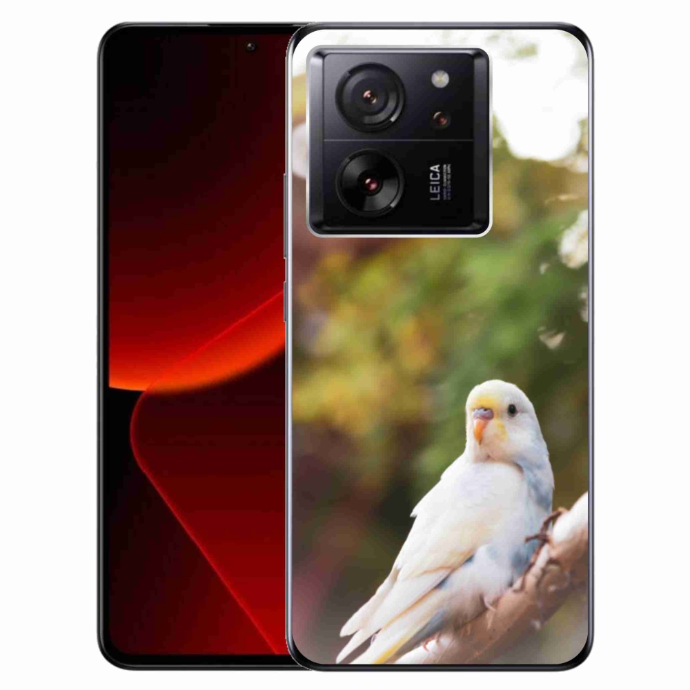 Zselés borítás mmCase a Xiaomi 13T/13T Pro számára - papagáj andulka fehér
