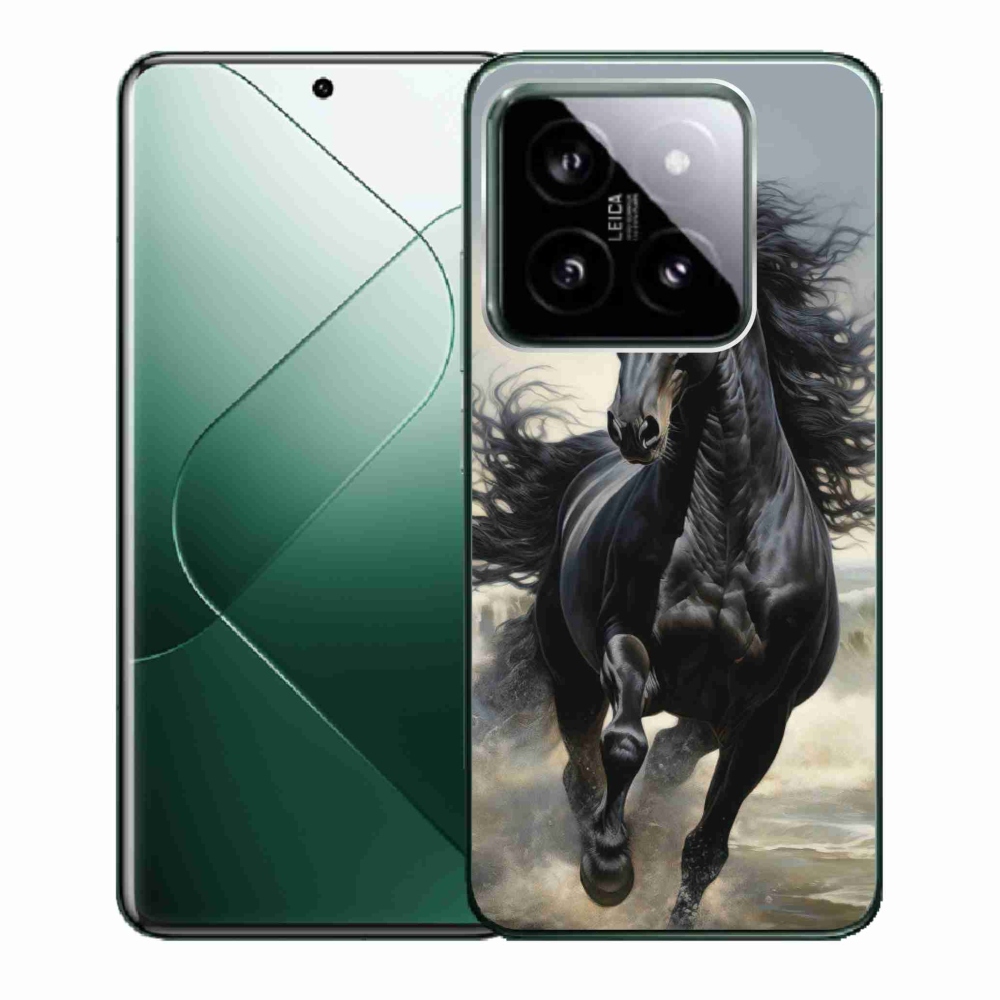 Gél borítás mmCase a Xiaomi 14 - futó fekete lóhoz