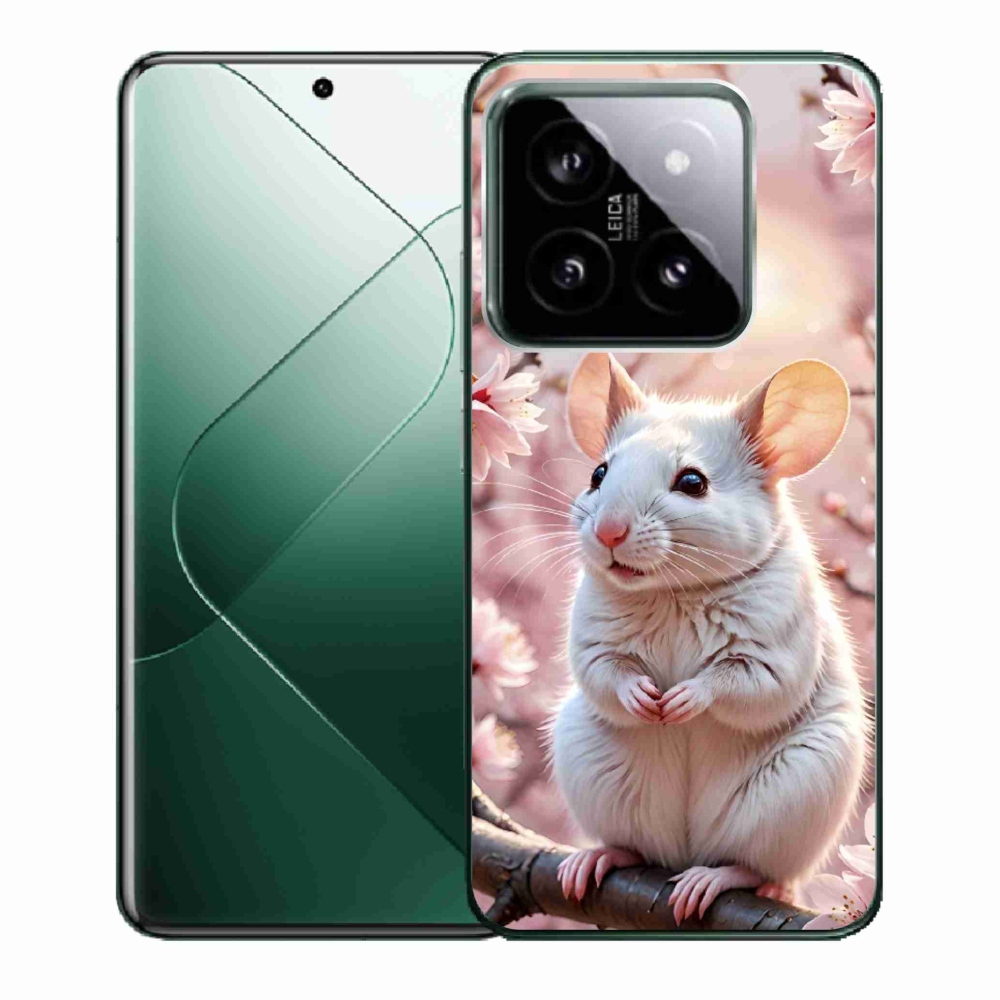 Gél borító mmCase a Xiaomi 14-hez - fehér egér az ágon