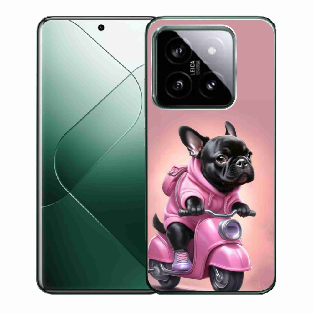 Gél borítás mmCase a Xiaomi 14-hez - Francia bulldog egy robogón
