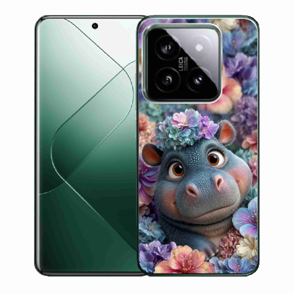 Gél borító mmCase a Xiaomi 14-hez - víziló virágokban