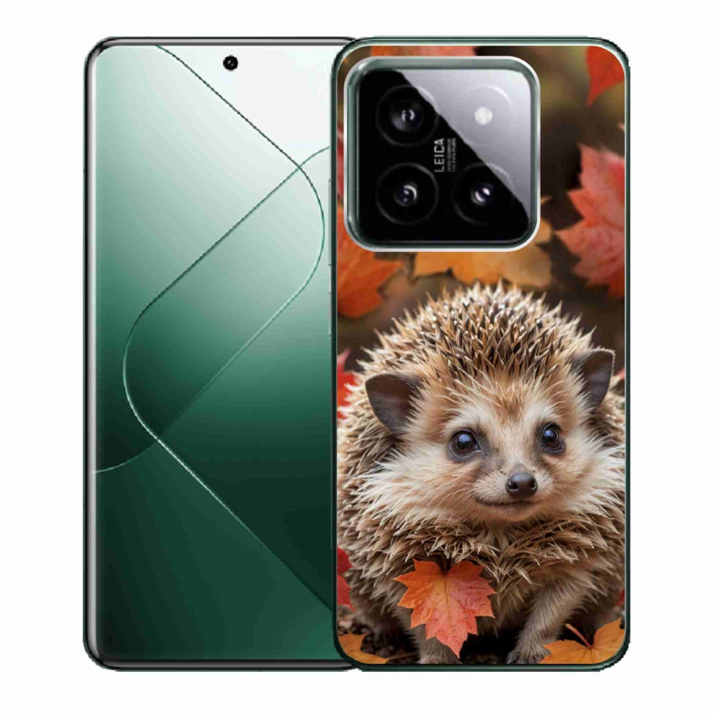 Gél borító mmCase a Xiaomi 14-hez - sündisznó a levelekben