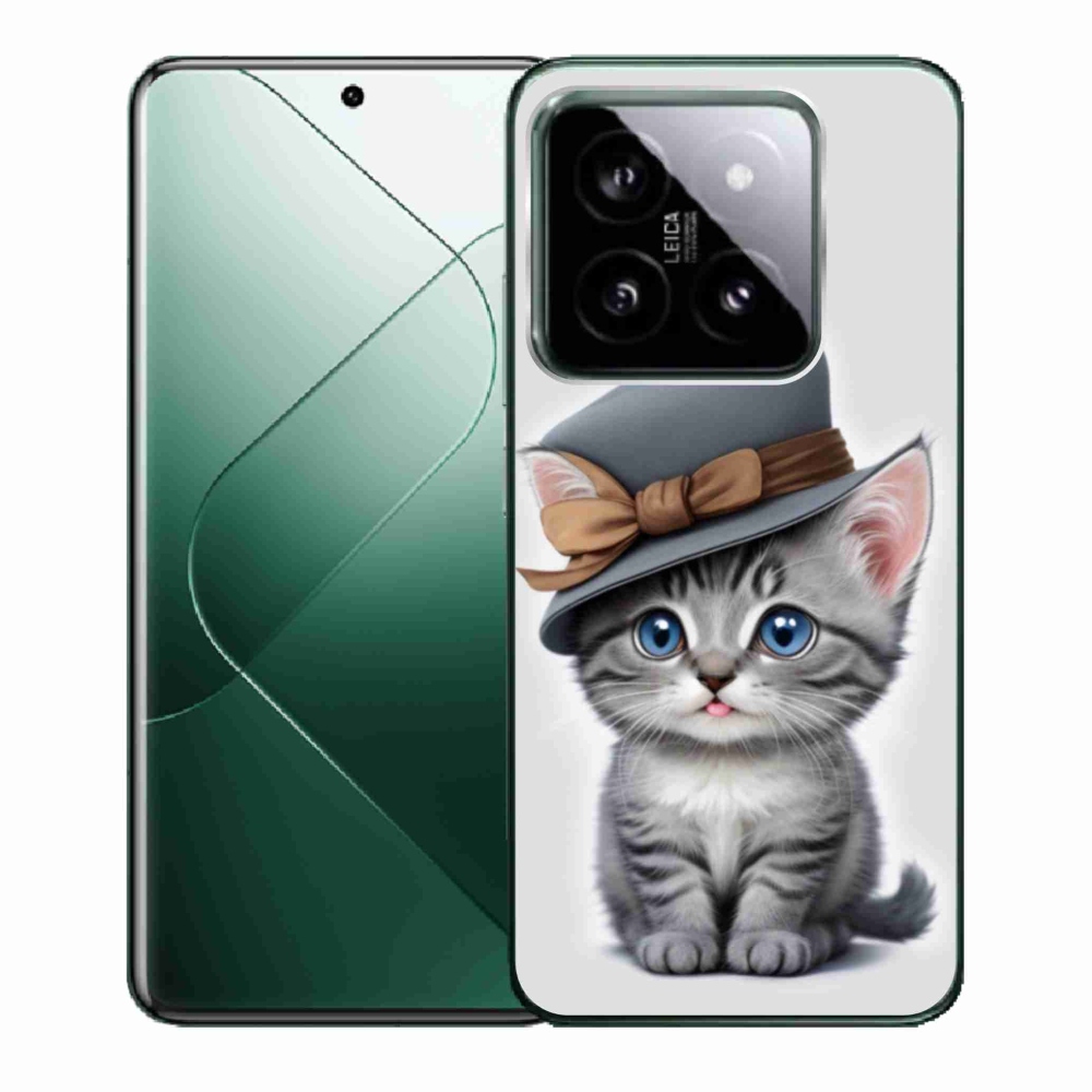 Gél borító mmCase a Xiaomi 14-hez - cica sapkával