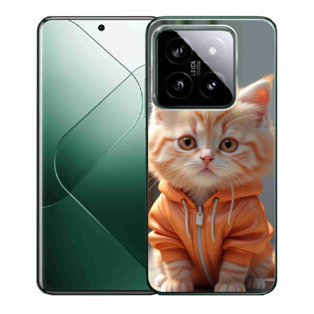 Gél borító mmCase a Xiaomi 14-hez - cica egy melegítőben