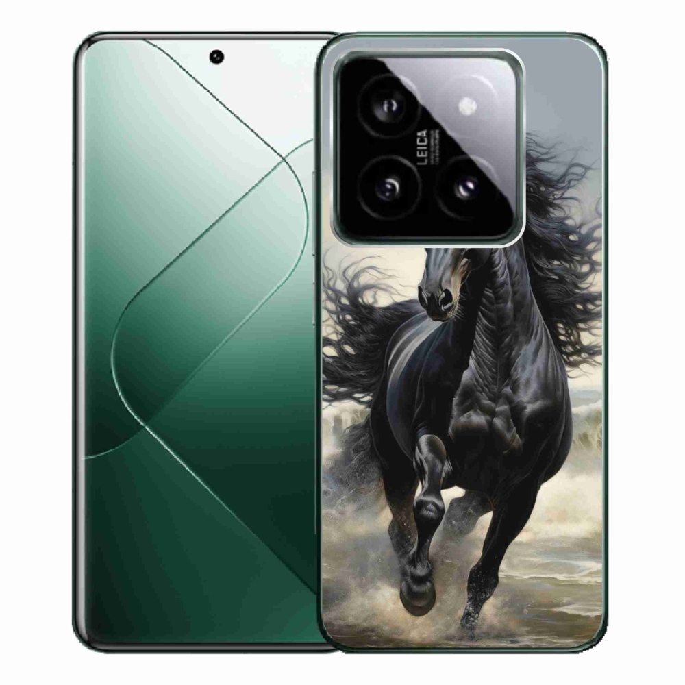 Gél borítás mmCase a Xiaomi 14 Pro - futó fekete lóhoz