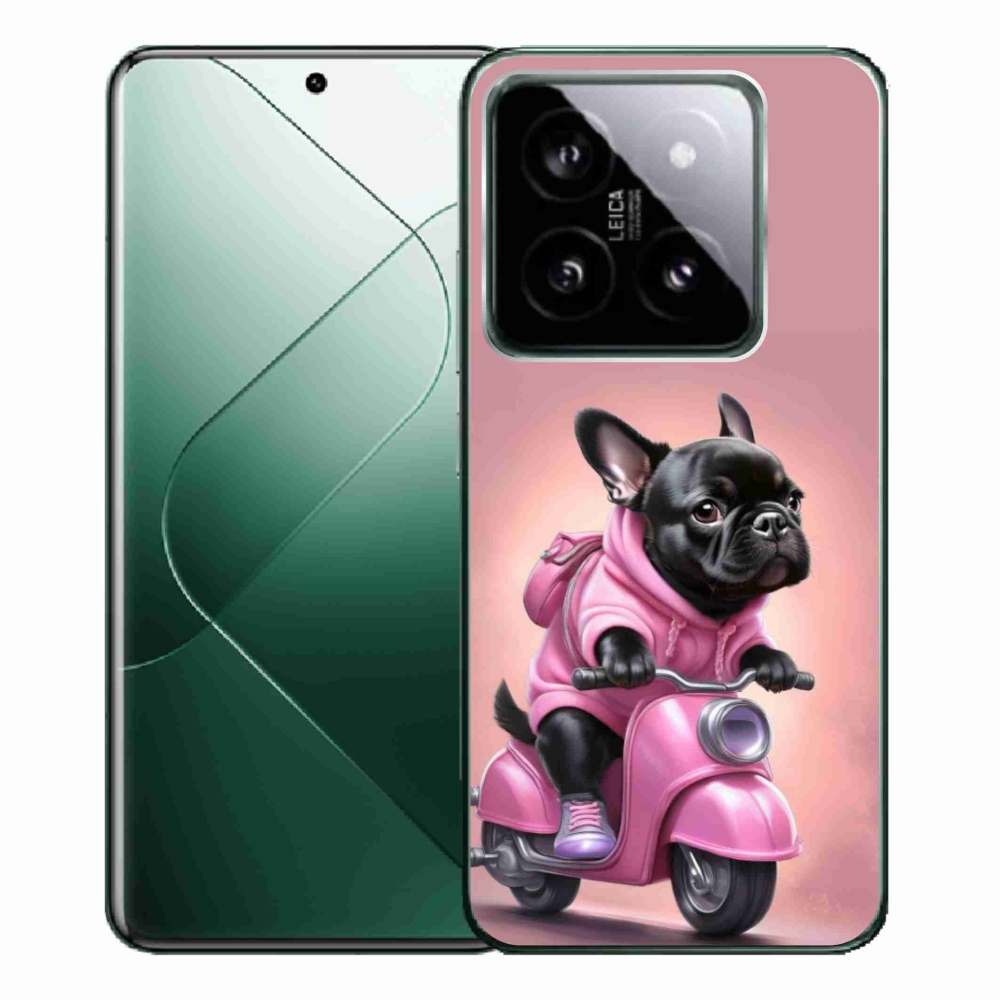 Gél borítás mmCase a Xiaomi 14 Pro-hoz - Francia bulldog egy robogón